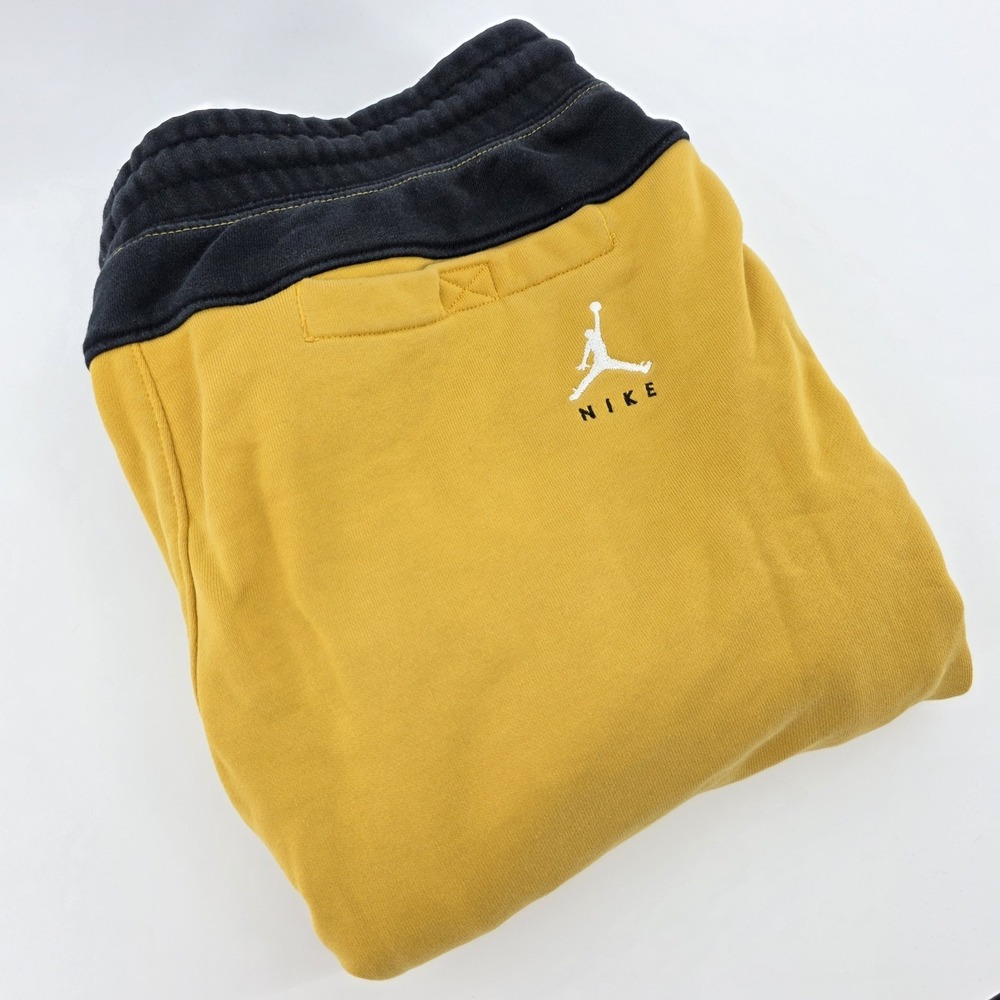 VTG Nike‎ Air Jordan Jumpman Jogger Pants Mens Large Yellow Drawstring Pockets